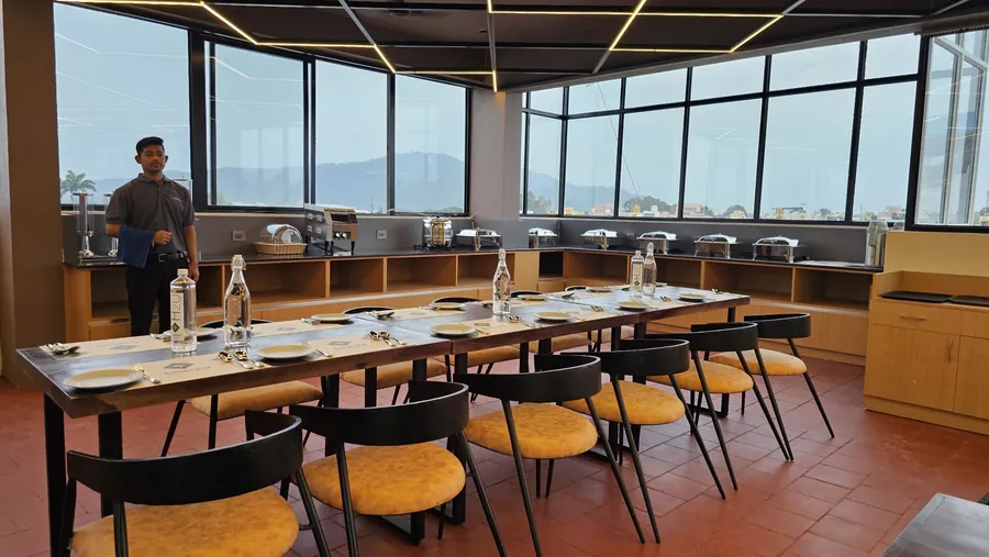 Restaurant with hill views